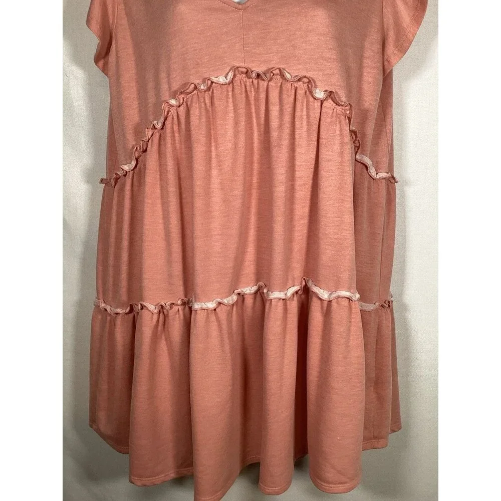 ALTAR'D STATE Pink Tiered Soft Blend Dress XS Casual‎ Boho Babydoll Cottagecore - Picture 2 of 5